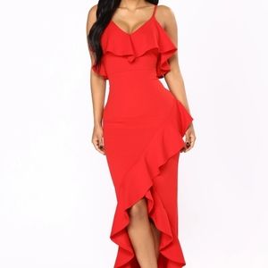 Fashion Nova Inivetable Maxi Red Dress size L Large